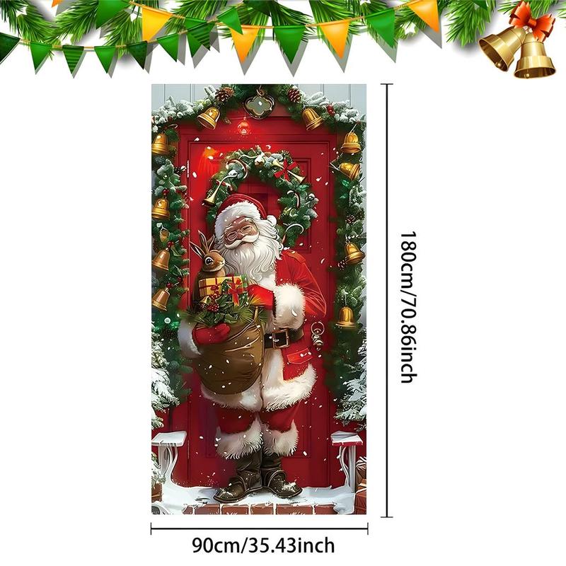 Santa Claus Door Cover, 1 Count Christmas Themed Door Cover Banner, Door Decoration for Home Living Room Bedroom, Festive & Party Supplies