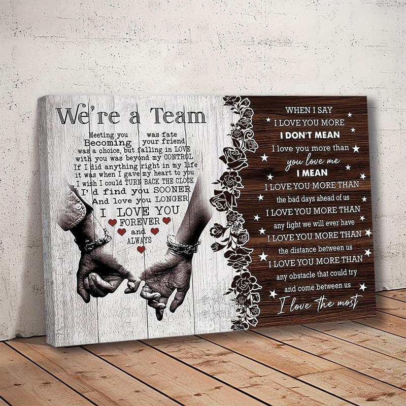 1 COUNT Wooden Framed Personalized Couple Canvas, We're A Team When I Say I Love You Couple Gift, Meeting You Was Fate Canvas, Gift For Him, Gift For Her, Birthday Anniversary Couple Lover Canvas, Ready To Hang