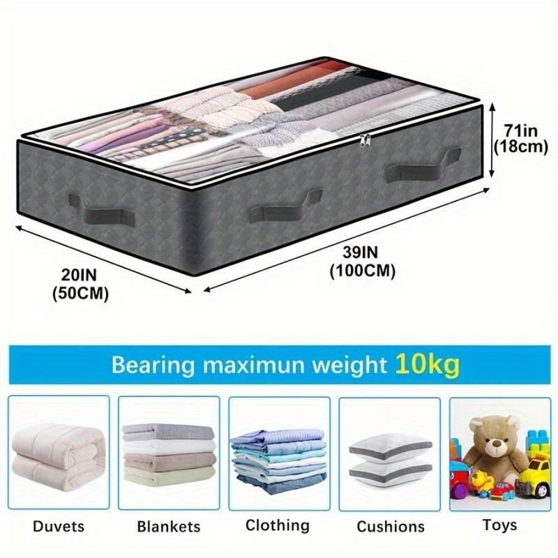 Under Bed Storage Bag, 4 Counts Large Capacity Clothes Storage Bag with Clear Window & Reinforced Handle, Foldable Storage Organizer for Bedroom Dormitory Office