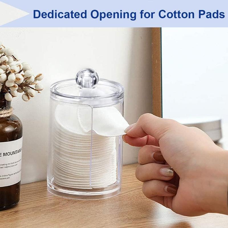 3 Pack Cotton Swab Dispenser, 8 10 10 Oz Qtip Holder Dispenser Set, Storage Organizer Holder Canister  Jars with Lid for Cotton Rounds, Bath Salts, Makeup Sponges, Hair Accessories