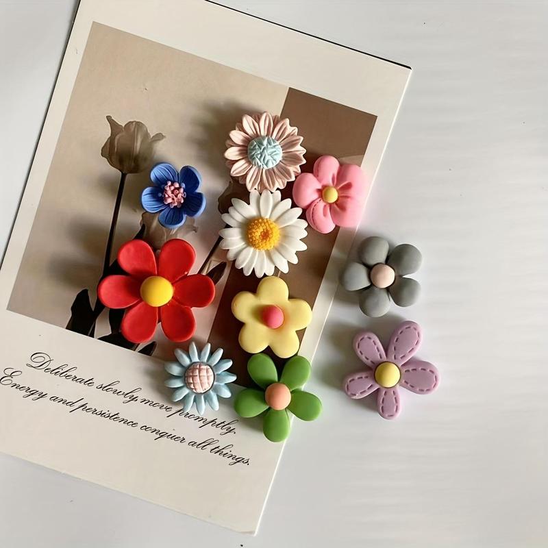 Flower Shaped Refrigerator Magnet, 10pcs set Cute Magnetic Decorations for Kitchen Whiteboard