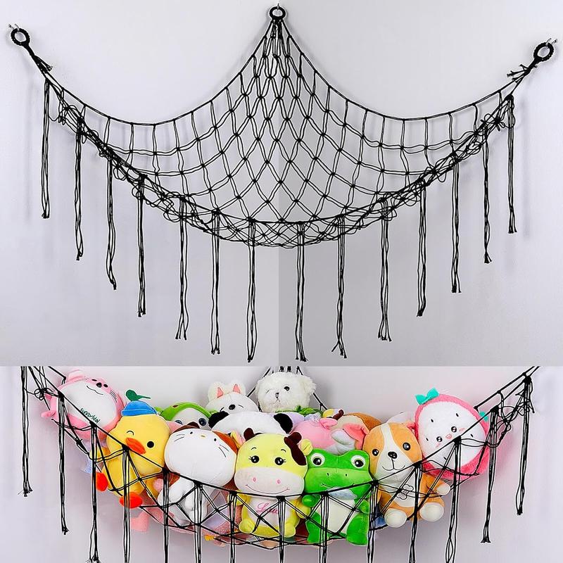 Stuffed Animals Net or Hammock Toy Storage Organizer Stuffed Animals Storage Boho Nursery Decor Wall Hanging Storage for Play Room Bedroom