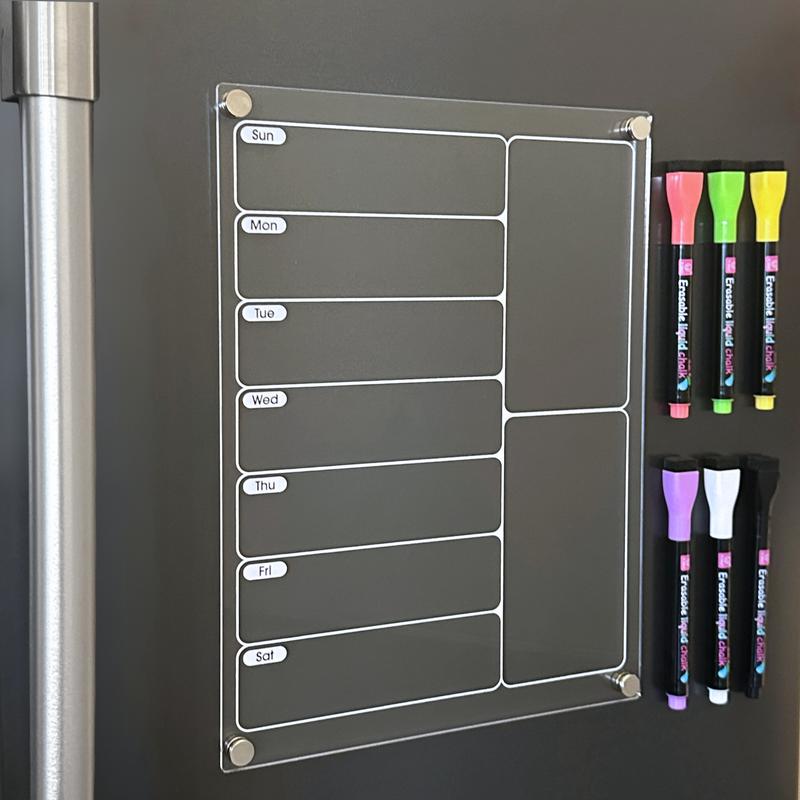 Acrylic Magnetic Dry Erase Menu Board for Refrigerator Decor Round