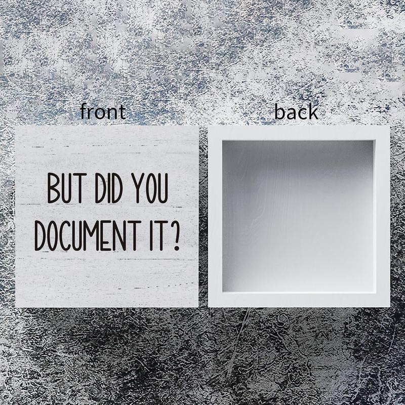 DIY But Did You Document It Wooden Box Sign Decorative Funny Office Wood Box Sign Home Office Decor Rustic Farmhouse Square Desk Decor Sign for Shelf 5 x 5 Inches