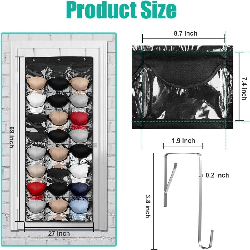 Hat Organizer, Hat Rack, 27 Pockets Hat Racks for Baseball Caps, Hat Storage for Baseball Caps, Hat Organizer for Baseball Caps, Over The Door Hat Rack, Hat Holder, Hat Cap Organizer for Wall, 3 Hooks