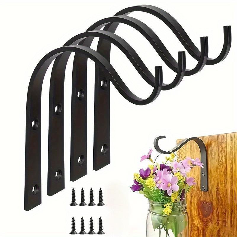 Wall Mounted Hook, 4 Counts set Multi-purpose Wall Mounted Hook, Decorative Hanger for Hanging Plants, Bird Feeders, Wind Chimes, Mason Jar Sconces