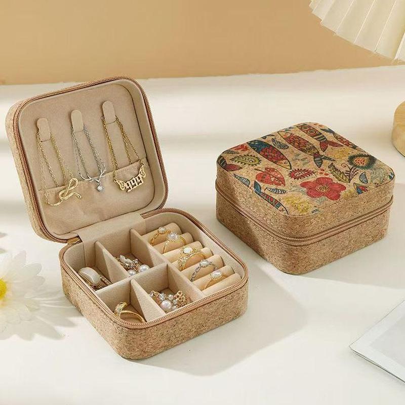 Vintage Flower Pattern Jewelry Storage Box, 1 Count Portable Travel Jewelry Organizer, Mini Jewelry Storage Box for Necklace, Earrings, Rings