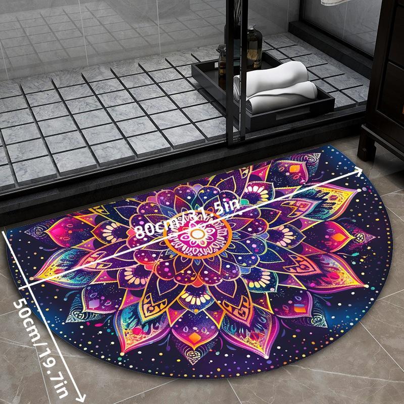 Boho Style Mandala Pattern Bathroom Mat, 1 Count Non-slip Quick Dry Floor Mat, Decorative Carpet for Home Living Room Bedroom Bathroom