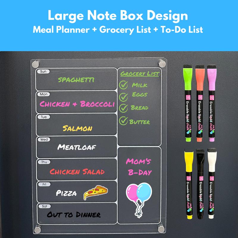 Acrylic Magnetic Dry Erase Menu Board for Refrigerator Decor Round