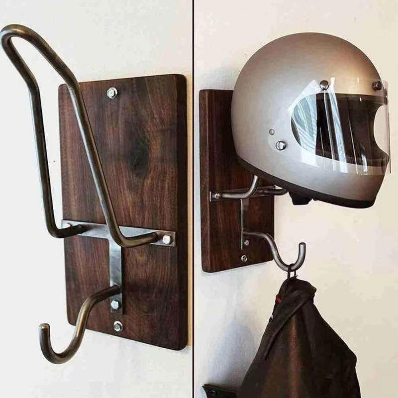 Wooden Helmet Hook, Motorcycle Helmet Holder, Multi-purpose Hanging Coat Hook, Motorcycle Helmet Rack, Home Organizer for Living Room Bedroom