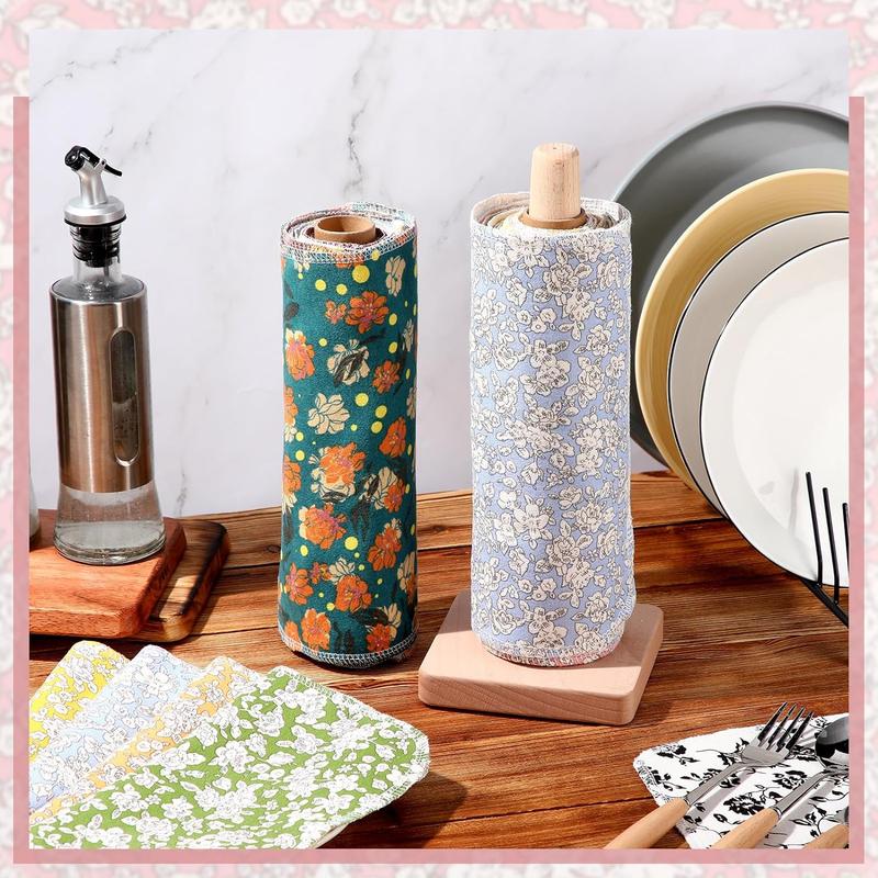 50 Pcs Reusable Paper Towels Paperless Towels Reusable Cotton Cloths Reusable Toilet Absorbent Washable Paper Towels with Roll Kitchen Dishcloth Hand Tissue