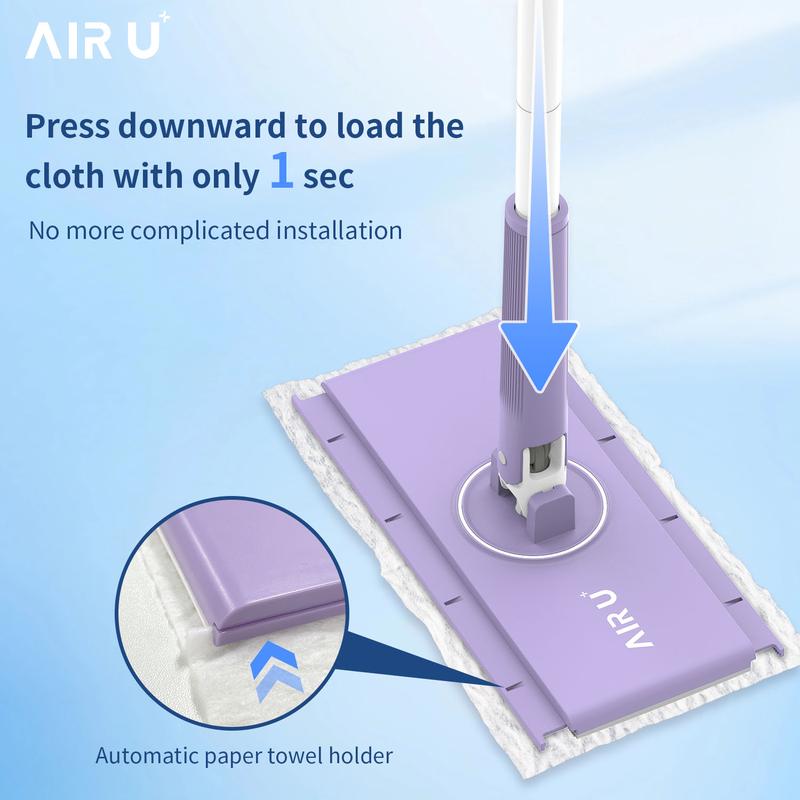 Automatic Cloth Changing Mop, 2024 Upgraded Automatic Washcloth Mop, 360°Rotating Head Portable Push-Pull Handle Design Face Towel Mop Equipment  with 24 Face Towels Wash-Free Does not Dirty Hands