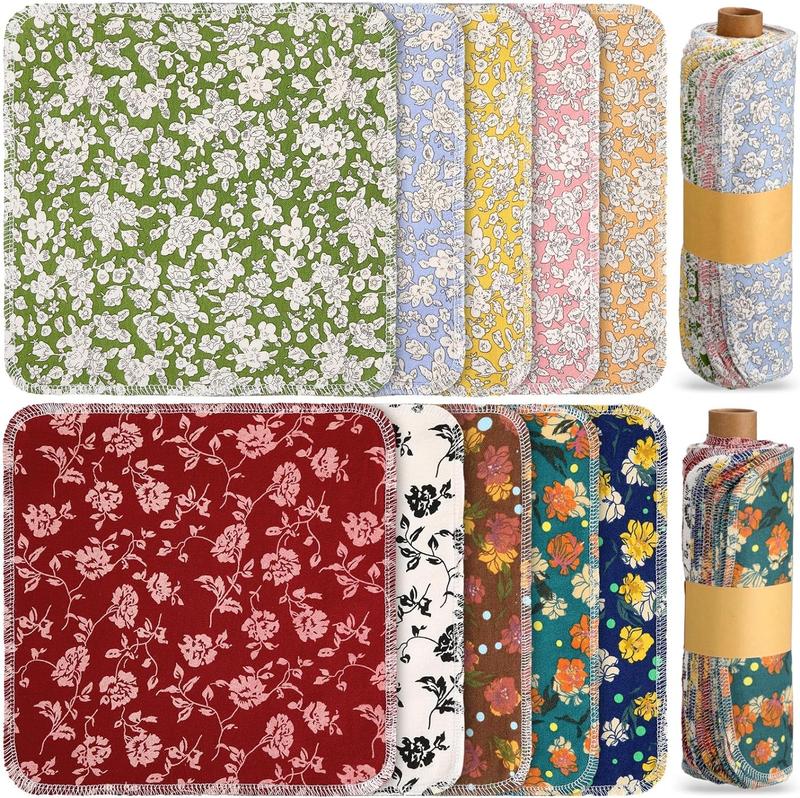 50 Pcs Reusable Paper Towels Paperless Towels Reusable Cotton Cloths Reusable Toilet Absorbent Washable Paper Towels with Roll Kitchen Dishcloth Hand Tissue