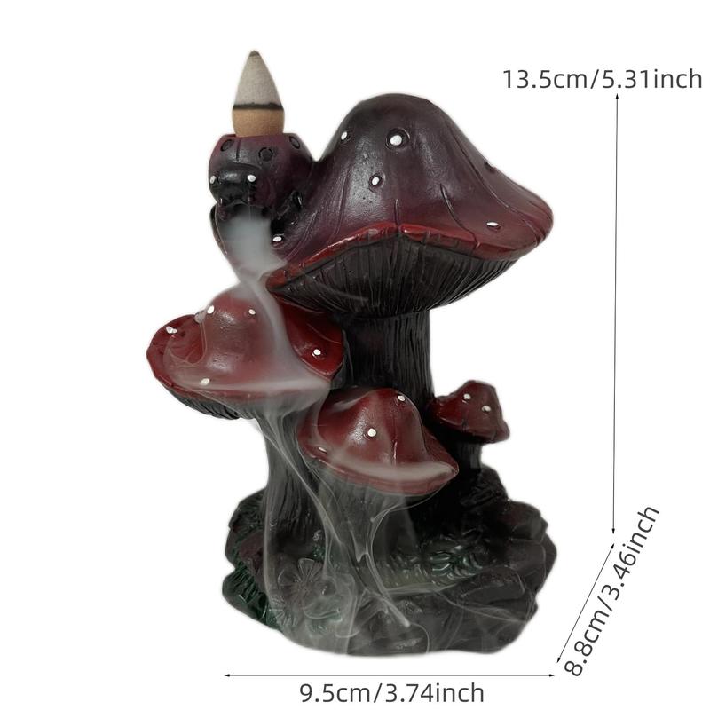 Room Decor Mushroom Design Waterfall Backflow Incense Burner for Mean Girls Decorations, 1 Count Creative Incense Holder without Incense, Resin Ornament for Home Office Decor, Household Fragrance Supplies