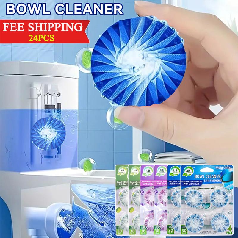 24 PCS Air Fusion Toilet Bowl Cleaner Tablets , Automatic Cleaners with Fresh Scent, Slow-Releasing Toilet Tank Cleaners for Deodorizing & Descaling, Household Toilet Cleaners against Tough Stains