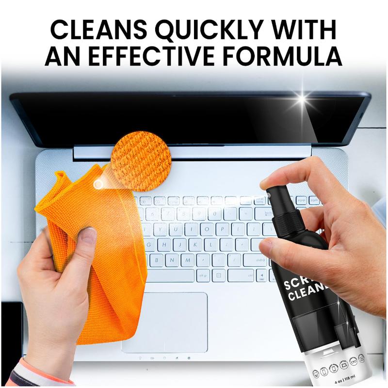 Screen Cleaner Spray - TV screen cleaner spray and Microfiber cloth kit, Computer, Car, TV, Monitor, Laptop, MacBook, iPad, iPhone and Electronic Devices - 8oz(4ozx2)