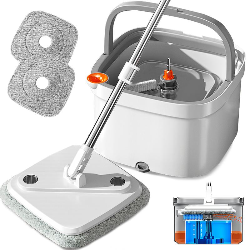 HAOTIKYU Spin Mop and Bucket with Self Separation Dirty and Clean Water System, Self Wringing 360° Rotating Clean Mop-Head and Bucket Set for Hardwood Tile Marble Floor