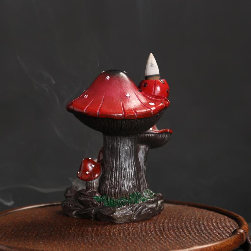 Room Decor Mushroom Design Waterfall Backflow Incense Burner for Mean Girls Decorations, 1 Count Creative Incense Holder without Incense, Resin Ornament for Home Office Decor, Household Fragrance Supplies