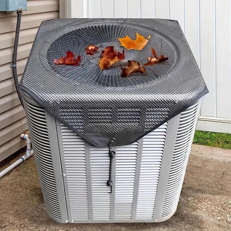 Outdoor Air Conditioner Cover, Waterproof Dustproof Fine Mesh Air Conditioner Cover with Hooks, Windproof Durable Air Conditioner Cover