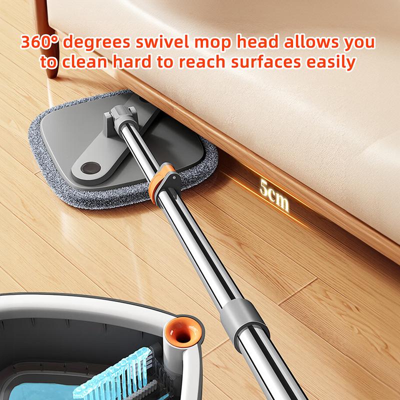 HAOTIKYU Spin Mop and Bucket with Self Separation Dirty and Clean Water System, Self Wringing 360° Rotating Clean Mop-Head and Bucket Set for Hardwood Tile Marble Floor