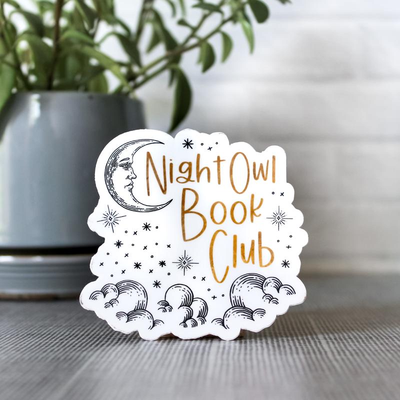 Night Owl Book Club sticker · late night reading decal for book loveres