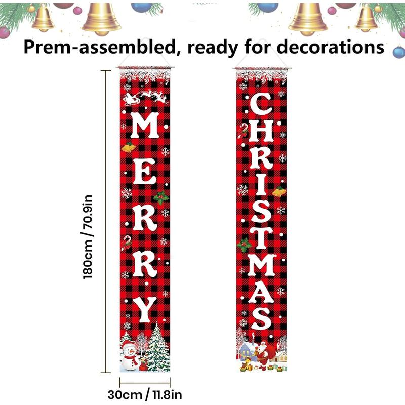 Christmas Decorations Merry Christmas Banner Xmas Porch Door Sign Welcome Banner for Wall Home Party Decor Christmas Decorations Indoor Outdoor