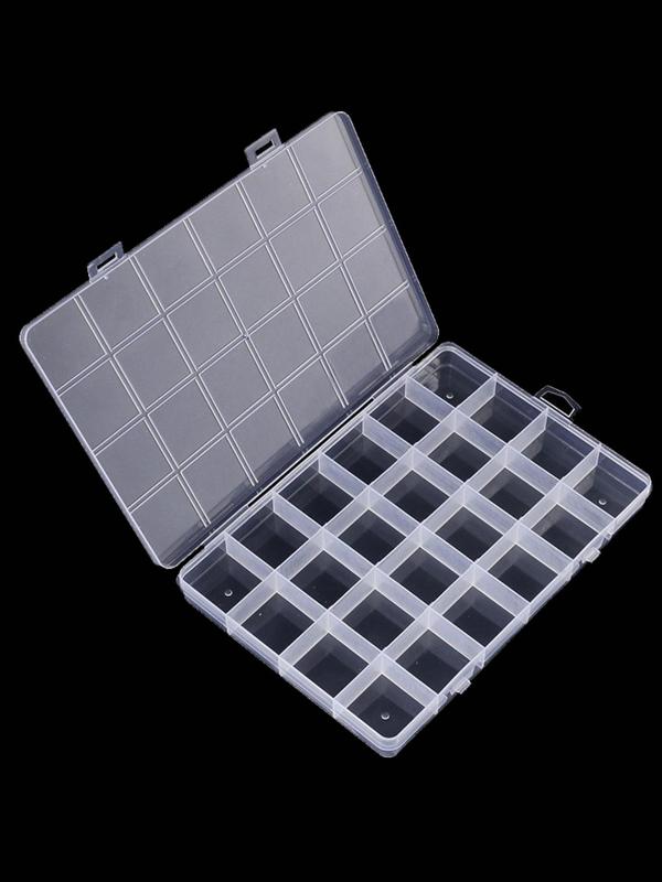 24 Grids Transparent Plastic Organizer Box, Jewelry Beads Storage Container, Rectangle Storage Case for DIY Crafts Earring Jewelry