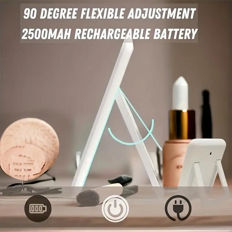 Makeup Mirror with Light, Dimmable Touch Screen, Portable Travel Mirror with U-Shaped Bracket, with Lights for Makeup Desk ＆ Dressing Room Decor