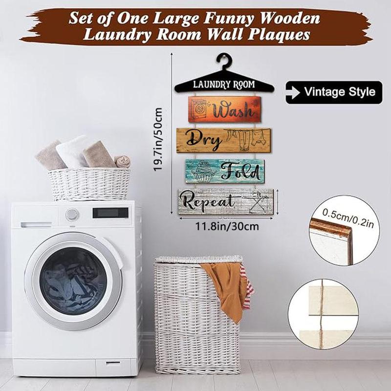 Wooden Laundry Room Sign, 1 Count Laundry Themed  Slogan Vintage  Sign,  Home Decor Plaque for Kitchen Bathroom Country House Hotel Dormitory