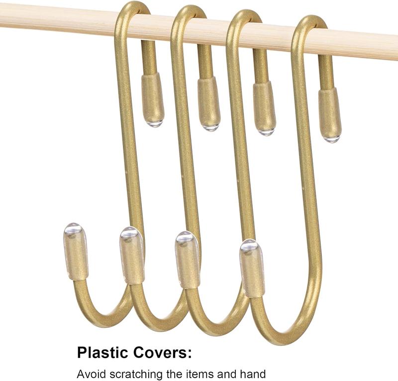 36 count S Shaped Hooks Hanging Small S Hooks Hanger Vinyl Coated Closet S Hooks for Hanging Jeans Coat Towels Plants  Pot Pan Cups (Champagne Gold,2.4 Inch)