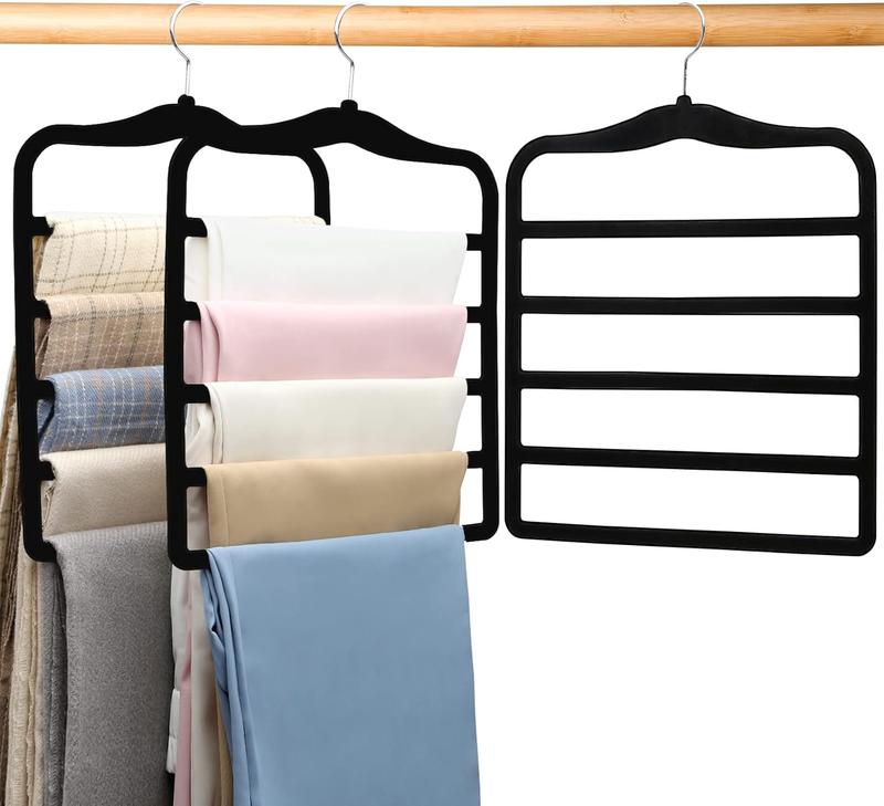 Closet Organizers and Storage,3 Pack Organization and Storage Pants-Hangers-Space-Saving,Velvet Hanger for Dorm Room for College Students Girls Boys