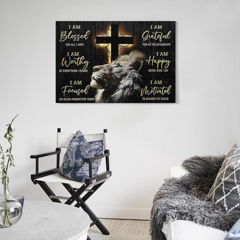 Lion Inspirational Christian Cross Lion Wall Decoration Jesus Judah Lion Inspirational Bible Verse Poster