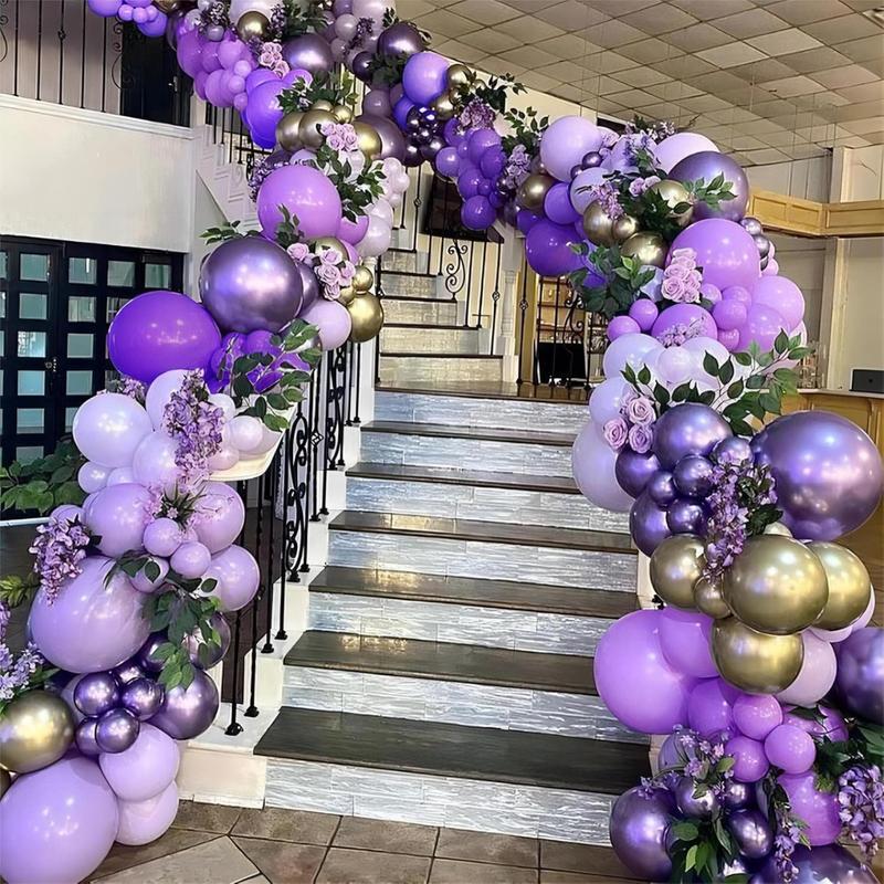 Purple Balloon Garland Kit Dark And Gold Arch Lavender Light Decoration For  Girl Princess Party Birthday