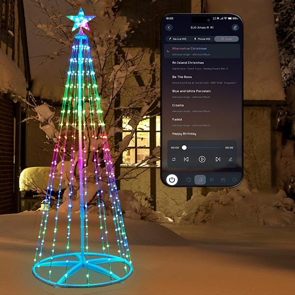 6FT 7FT 8FT Christmas Tree,280 LED Cone Christmas Tree RGB Lighted Outdoor Christmas Tree with Remote, App Controlled holiday decoration Ornaments christmas  lights Magical Set