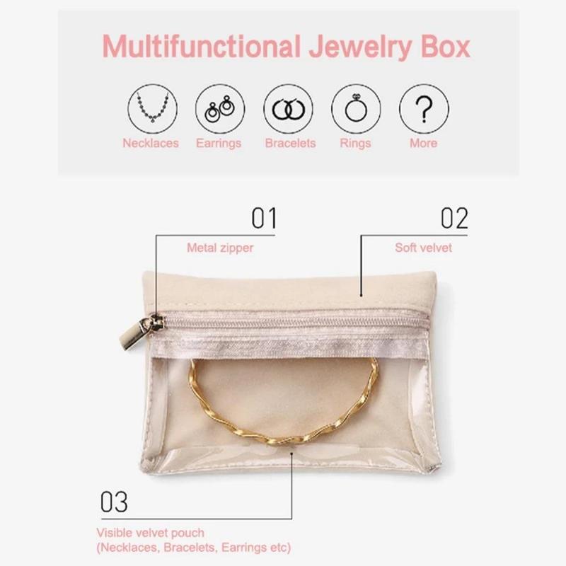 Jewelry Storage Bag, Portable Travel Jewelry Organizer, Jewelry Storage Box, Jewelry Organizer for Earrings, Necklace, Bracelet, Ring