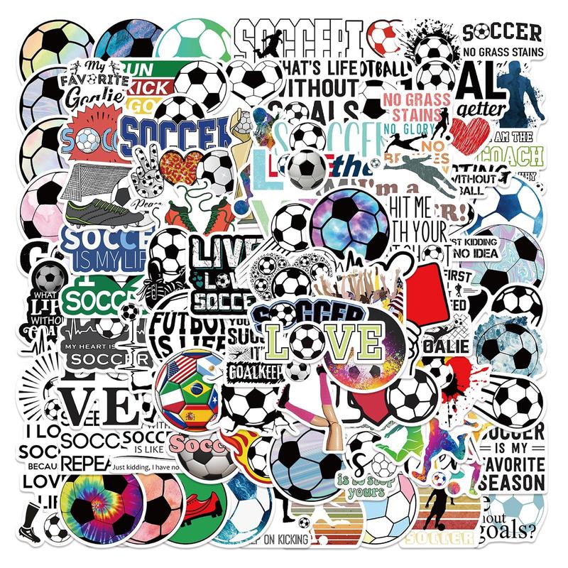 100 Sheets Set Soccer Series Sticker, Cartoon Mixed Pattern Decorative Graffiti Sticker For DIY Craft Gift, Party Supplies