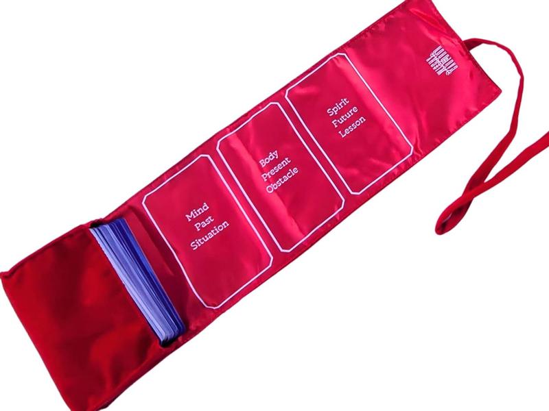 Oracle Cards Velvet Wrap, Smooth Pouch organizer for Oracle cards, Tarot Deck Storage Holder, Oracle Spread Pattern -Red [ENGLISH] Satin Cloth Gift Set