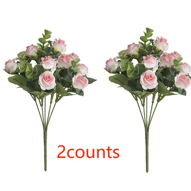 Artificial Flower Bouquet, 2 Counts 10 Heads Fake Flower for Wedding & Festive Party Decor, Decoration Supplies for Home Living Room Bedroom Dining Room