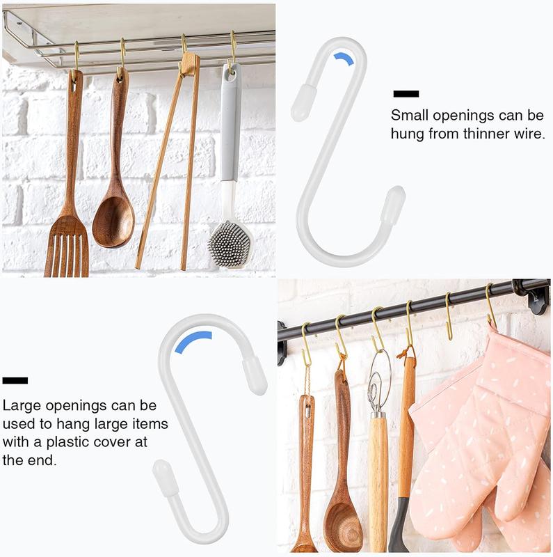 36 count S Shaped Hooks Hanging Small S Hooks Hanger Vinyl Coated Closet S Hooks for Hanging Jeans Coat Towels Plants  Pot Pan Cups (Champagne Gold,2.4 Inch)