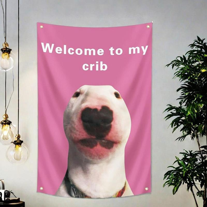 Welcome To My Crib Flag, 1 Count Funny Flag with 4 Brass Grommets, Wall Flag for Party Yard Bedroom Bar College Dorm Room Decor