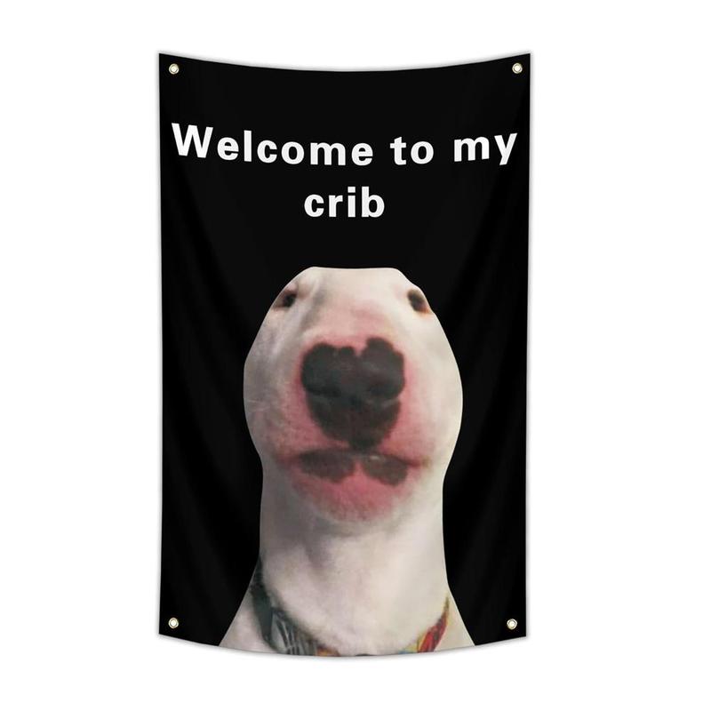 Welcome To My Crib Flag, 1 Count Funny Flag with 4 Brass Grommets, Wall Flag for Party Yard Bedroom Bar College Dorm Room Decor