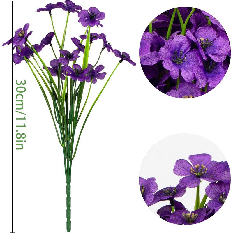 Artificial Flower (4 Bundles), Faux Plastic Plant for Outdoor Indoor, Garden Porch Window Box Decoration