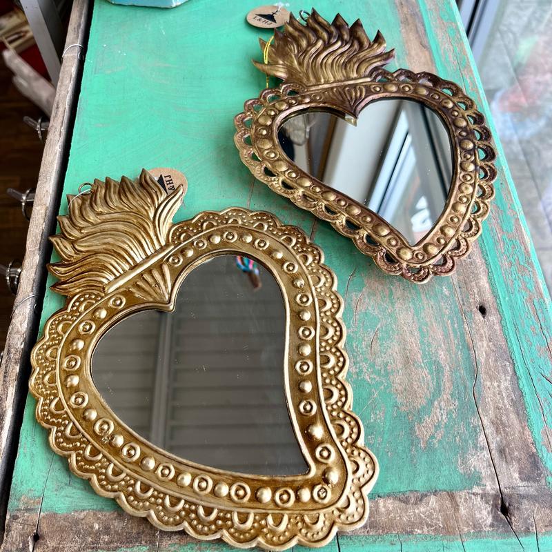 Tin Scallop Dots Sacred Heart Mirror