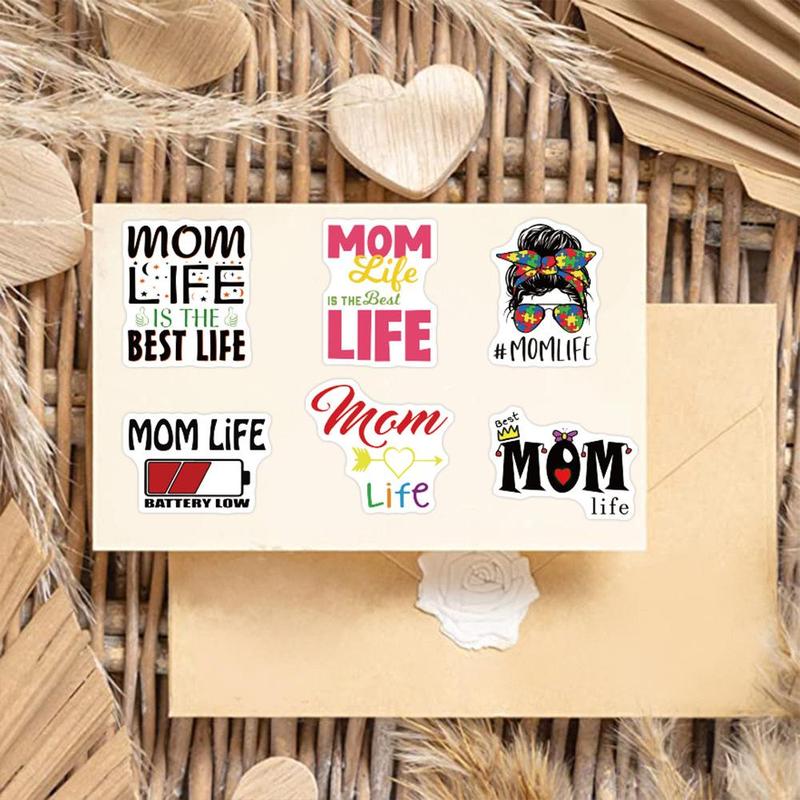 Cartoon Mom Series Sticker (50pcs), Waterproof Sticker Pack for Wall Water Bottle Skateboard Helmet Car Bike Luggage Laptop