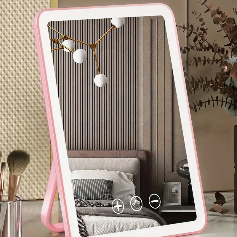 Makeup Mirror with Light, Dimmable Touch Screen, Portable Travel Mirror with U-Shaped Bracket, with Lights for Makeup Desk ＆ Dressing Room Decor