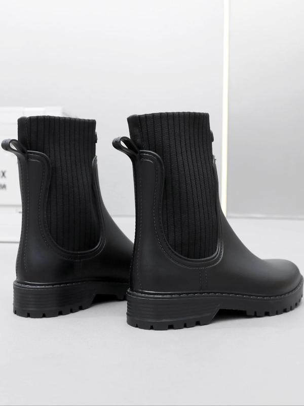 Women's Solid Color Ankle Rain Boots, Fashionable PVC Waterproof Rain Boots for Daily Wear, Non-slip Rain Boots for Women & Girls