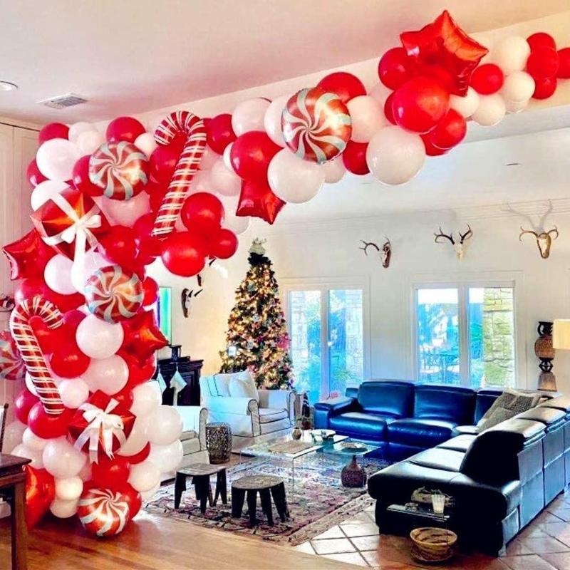 Christmas Balloon Set, 1 Set Mixed Color & Star & Candy Balloon Set, Balloon Garland Arch Kit, Party Balloon for Birthday Wedding Baby Shower Decoration