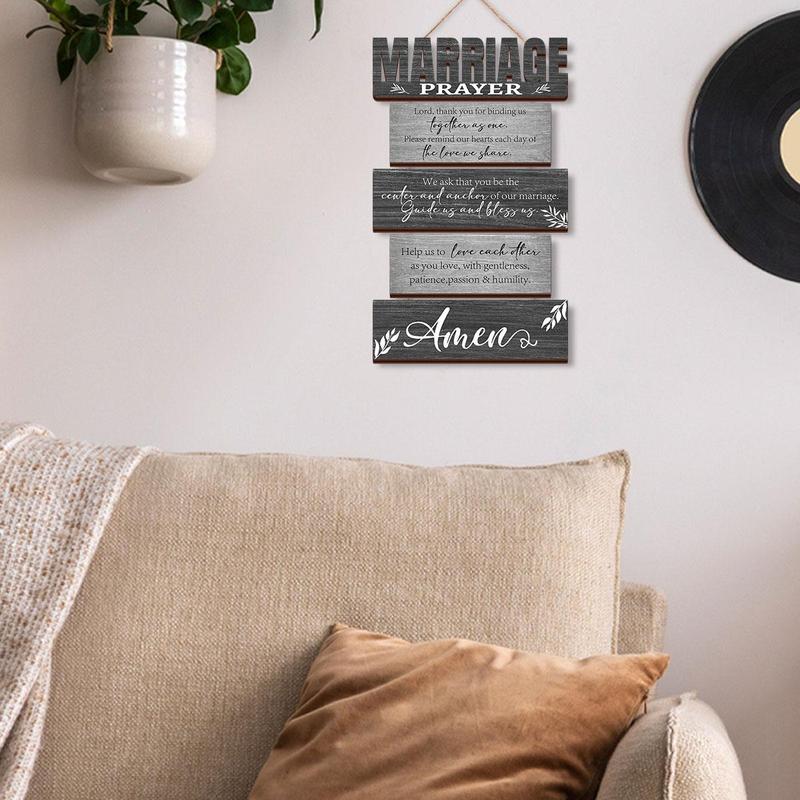 Marriage Prayer Wooden Sign, 1 Count Wooden Hanging Decoration, Inspirational Wall Art Decor for Home Living Room Bedroom Kitchen