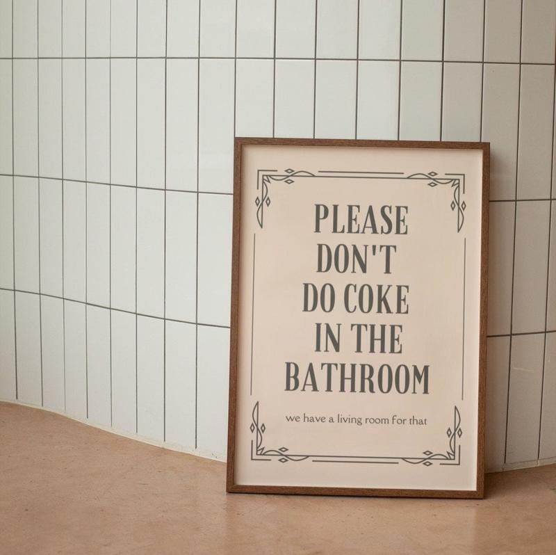 3 Options Color - Please Don't Coke In the Bathroom Wall Poster No Frame, Funny Toilet Wall Art, Funny Restroom Decor, Girly Pastel Color Poster, Dorm Room Decor