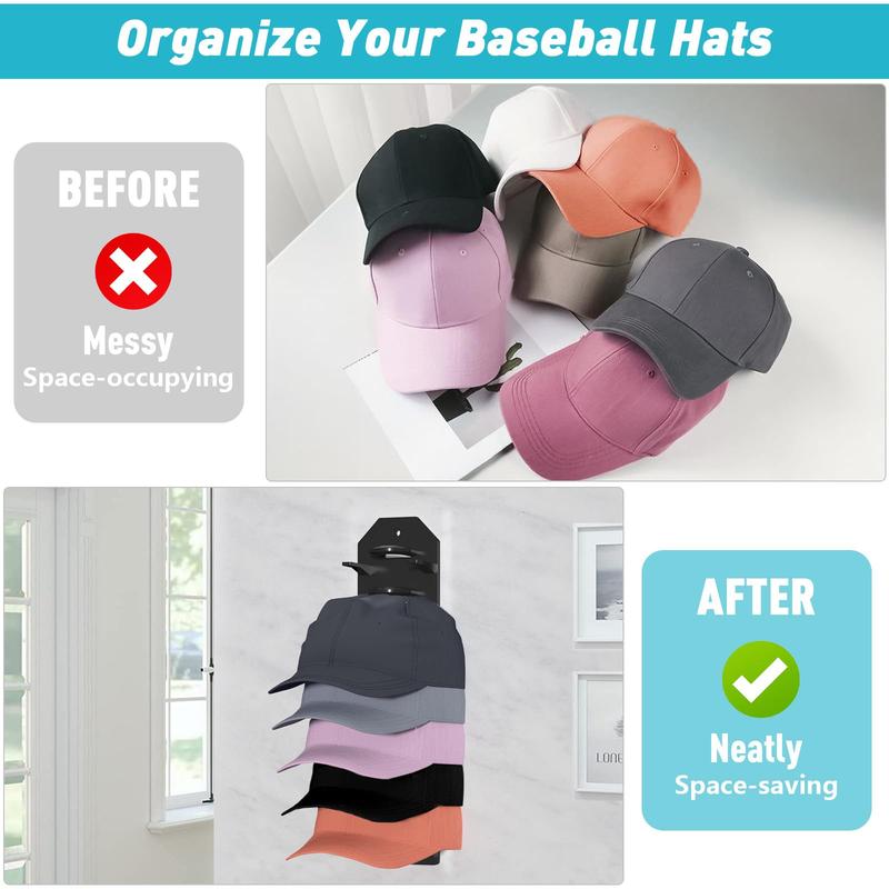 BlackFriday Hat Rack for Wall - Holds Up to 10 Hats, 1-Pack Hat Organizer with Strong Adhesive or Wall-Mounted Design for Door or Wall Use Smooth Installation